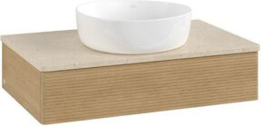 V&B Waschtischunterschrank Antao mit Frontstruktur und Beleuchtung in Honey Oak, B/T/H: 80 x 50 x 19 cm - Bild 1