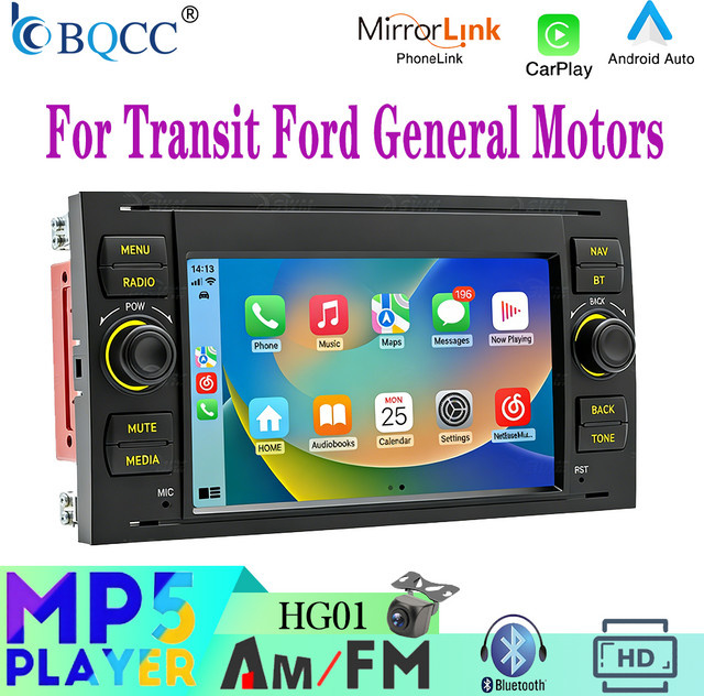 BQCC 7-Zoll MP5 Autoradio-Empfänger mit RDS in Schwarz passend für Ford Transit und General Motors Fahrzeuge - Bild 1