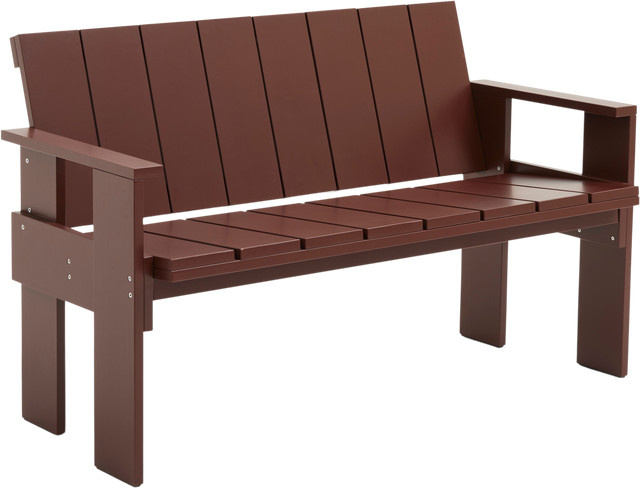 HAY Crate Dining Bench aus lackiertem Kiefernholz in Rot - Bild 1