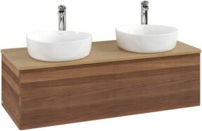 V&B Antao Waschtischunterschrank mit Frontstruktur und LED-Beleuchtung, Wandmontage, Eiche Honig, B/T/H: 120 x 36 x 50 cm - Bild 1