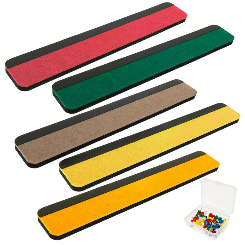 5-teiliges Büro-Korktafel-Set mit schwarzem Filz, wandmontierte Pinnwand aus Kork und Textil in Braun, Schwarz und Mehrfarbig - Bild 6
