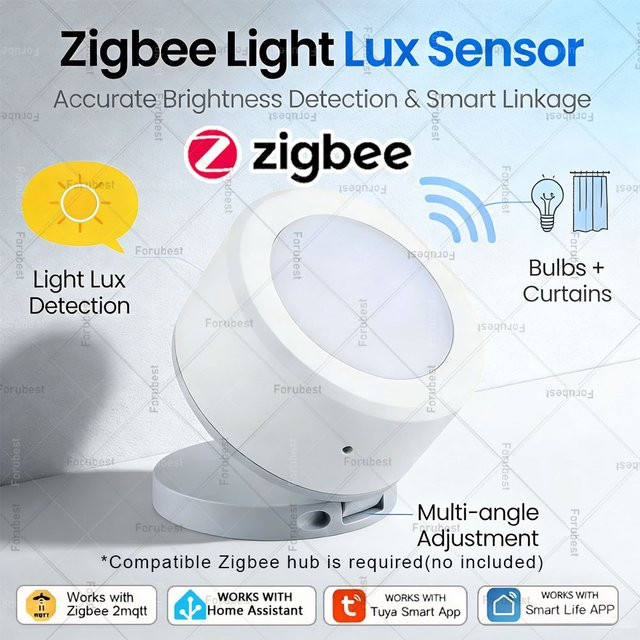 Tuya ZigBee Lichtsensor zur Smart Home Automation mit App-Steuerung in Weiß - Bild 1