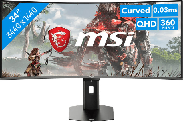 MSI MPG 341CQR X36 QD-OLED Curved Gaming Monitor, 34 Zoll, QHD 1440p, 360 Hz, Schwarz - Bild 1