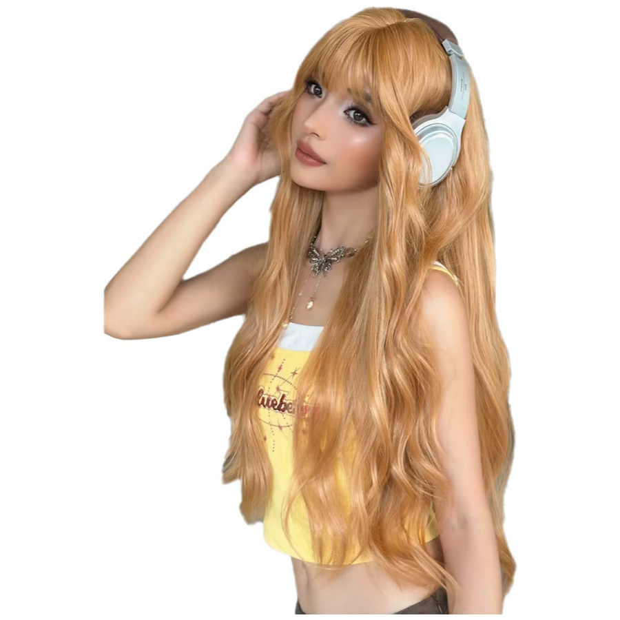 NAMM Perücke, blonde Wellen mit Pony, synthetisch, Damen - Bild 4