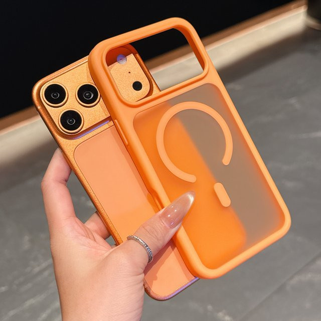 NYFundas MagSafe Schutzhülle für iPhone 17 Pro Max und iPhone 17 Pro, Orange, Transparent Matt, Stoßfest - Bild 1