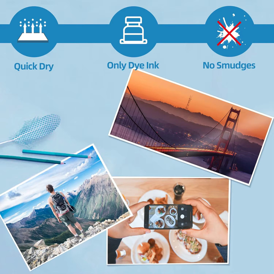 OEING Premium Glanzfotopapier für Tintenstrahldrucker, 10 x 15 cm, 100 Blatt, 230 g/m², Weiß - Bild 3