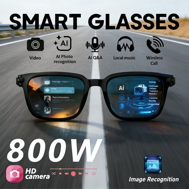 XMSJ Smarte KI-Brille mit HD-Kamera, Bluetooth, Sprachanruf und Übersetzungsfunktion, wasserdicht, in Schwarz oder Weiß - Bild 1