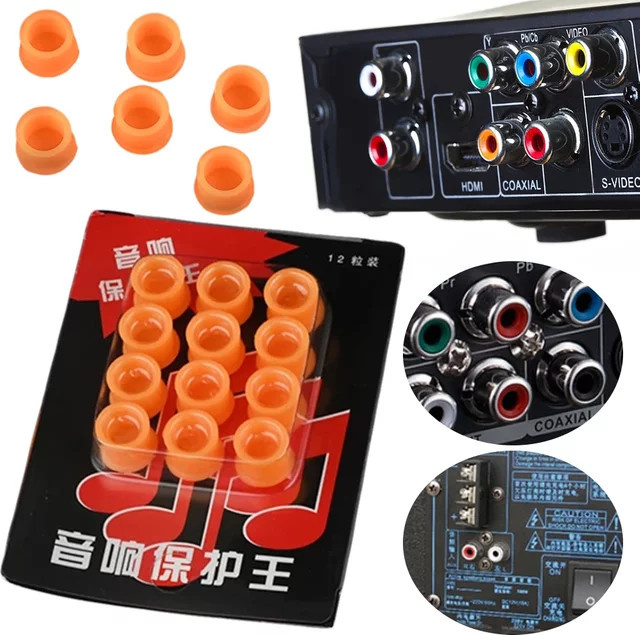 12 Stück staubdichte RCA-Schutzabdeckungen aus Kunststoff in Orange von ALLOET für DVD-Verstärker und AV-Receiver - Bild 1