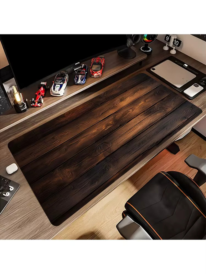 Waschbare Schreibtischunterlage mit Holzmaserung in Braun für Gaming und Büro - Bild 5