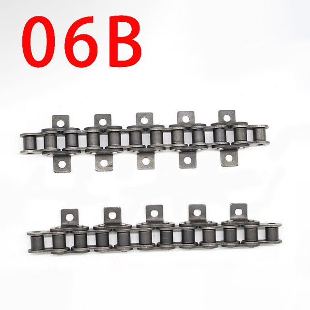 Industrielle Einreihige Rollenkette 06B mit Doppelbiegung und geradem Ohr, Silber, Länge: 1,5 m - Bild 1