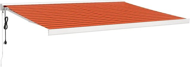 vidaXL Markise einziehbar mit Motor, Farbe Orange/Braun/Weiß, B: 450 cm, A: 300 cm - Bild 1