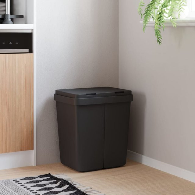 Vidaxl Doppel-Mülleimer mit Touch-Funktion und Liner-Dispenser, Anthrazit, 2x25 l - Bild 1