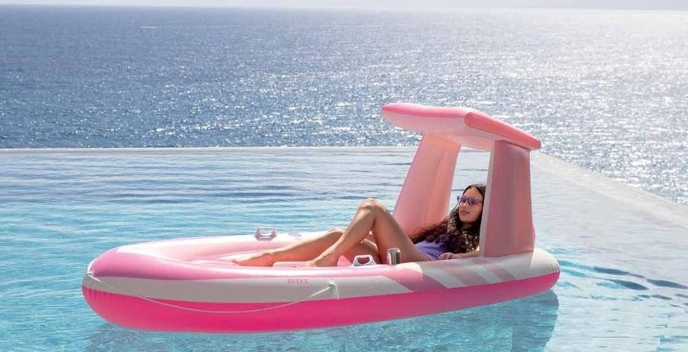 Intex Pink Paradise Boot aufblasbare Schwimmmatratze mit Sonnendach und Getränkehaltern, B/T/H: 244 x 97 x 114 cm - Bild 2