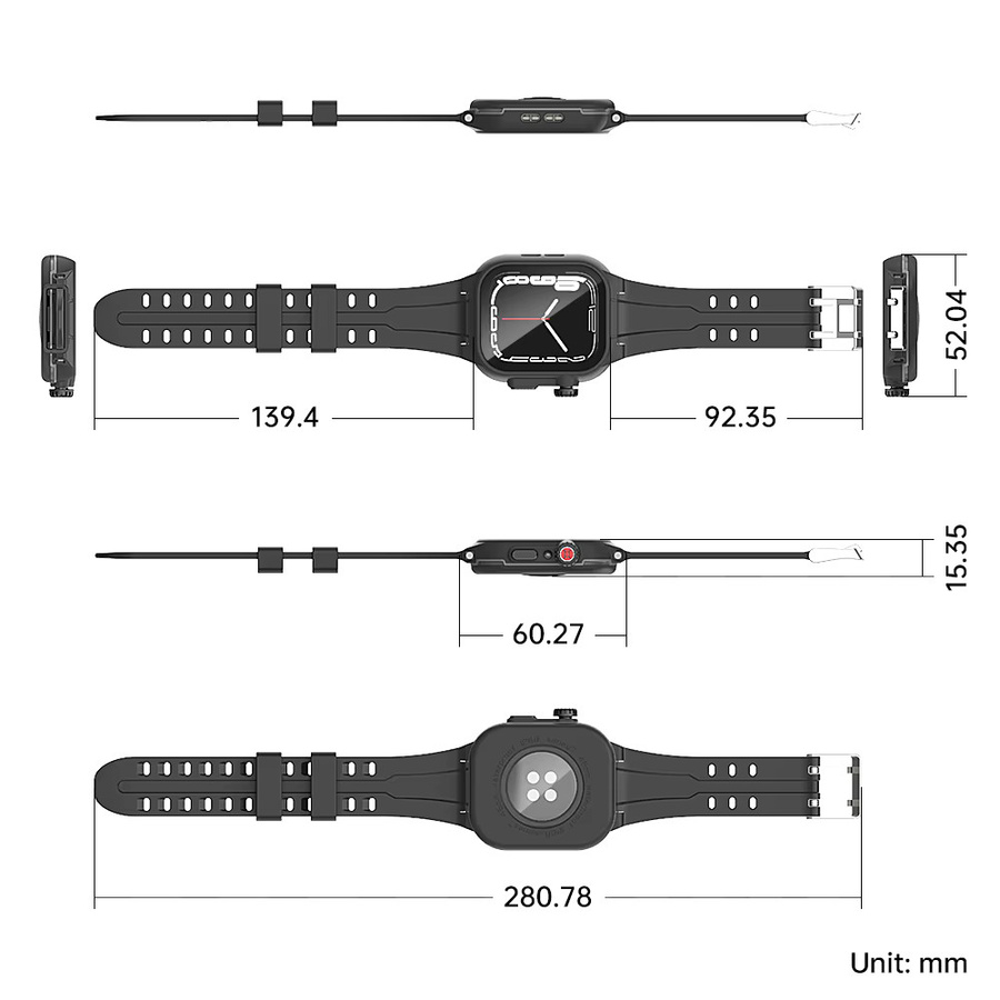 Shellbox Hülle für Apple Watch S7 S8 45mm, Silikon, Schwarz, Unisex - Bild 4