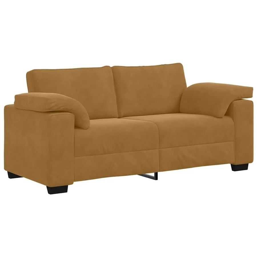 vidaXL Zweisitzer-Sofa in Braun aus Samt mit Armlehnen im modernen Design - Bild 2