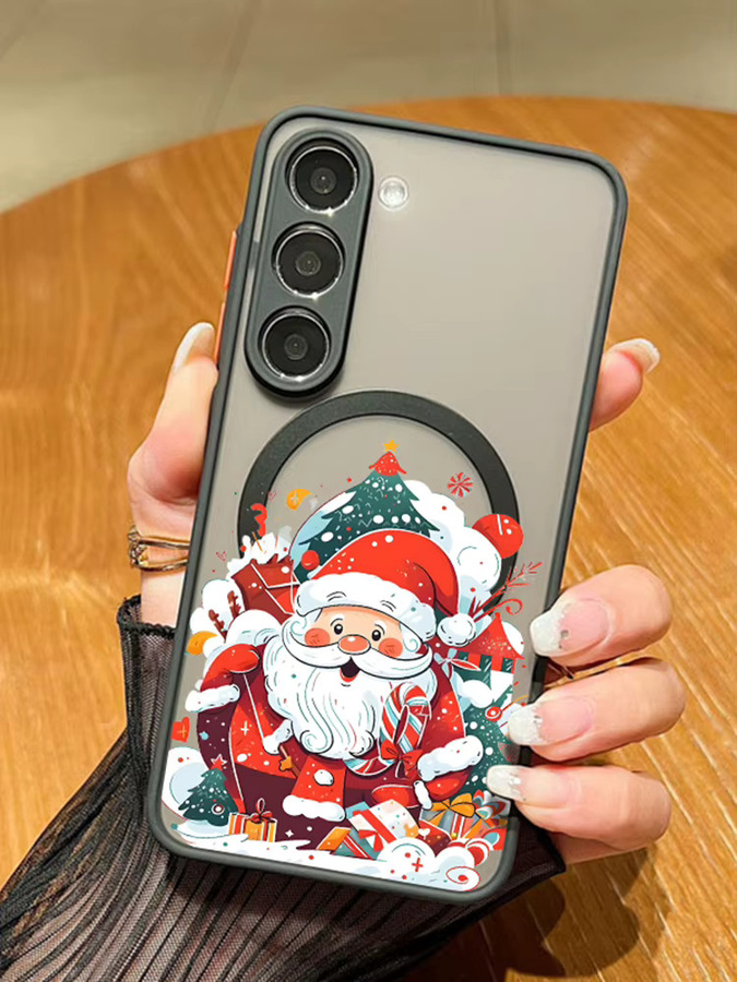 MOESOE Santa Claus Magnetische Hard Cover Schutzhülle für Samsung Galaxy S24 S25 S23 S22 Ultra Plus S21 FE in Schwarz und Multicolour mit MagSafe Eisenring - Bild 2