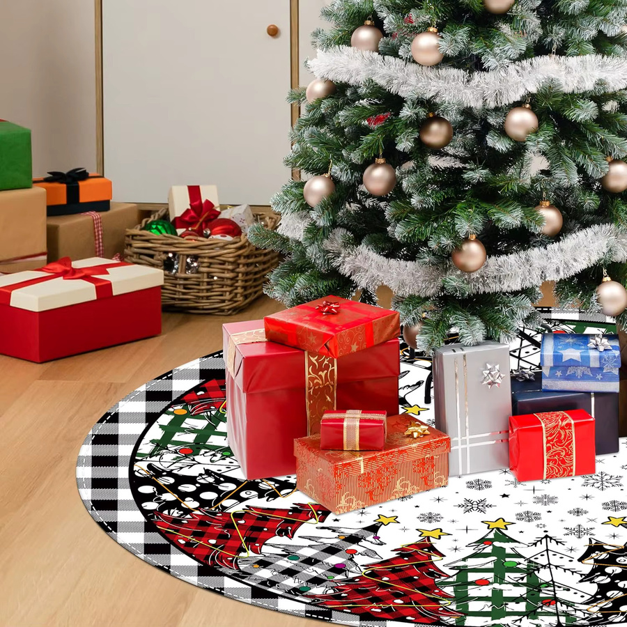 VIKAMA Weihnachtsbaum-Rock im Büffelkaro-Design für deine festliche Weihnachtsdekoration - Bild 2
