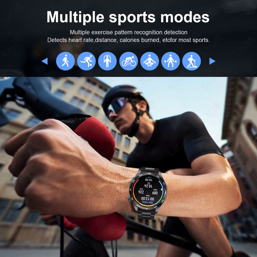 LIGE Smartwatch 4 Pro für Männer in Schwarz mit 1,50 Zoll HD Bildschirm, Bluetooth Anruf, EKG und Herzfrequenz Überwachung, kompatibel mit Android und iOS - Bild 5