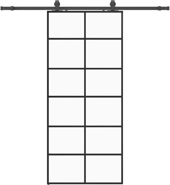 vidaXL Schiebetür aus ESG-Glas in Schwarz mit Beschlag, modern, Breite: 90 cm, Höhe: 205 cm - Bild 1