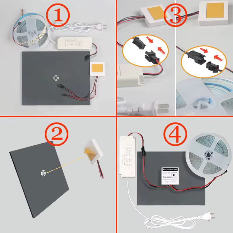GEDLUZI LED-Badezimmerspiegel mit Touch-Dimmer-Controller in Weiß - Bild 2