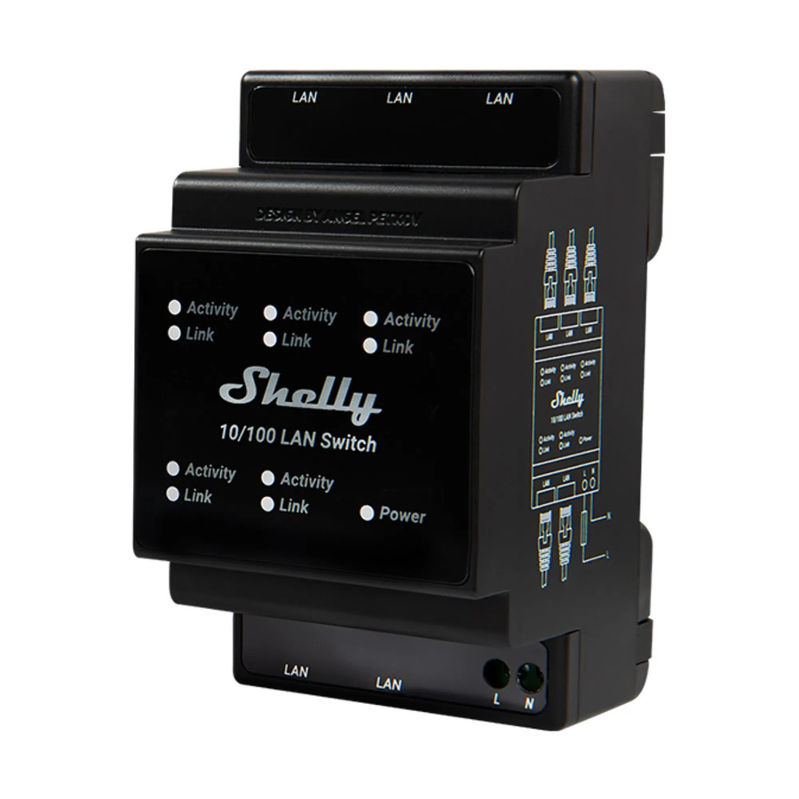 Shelly Ethernet-Switch 5-Port LAN Switch Hutschienenrelais in Schwarz - Bild 2