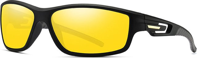 Techsuit Fahrradbrille, Unisex, Vollrand, rectangular, schwarz-gelb, polarisiert - Bild 1