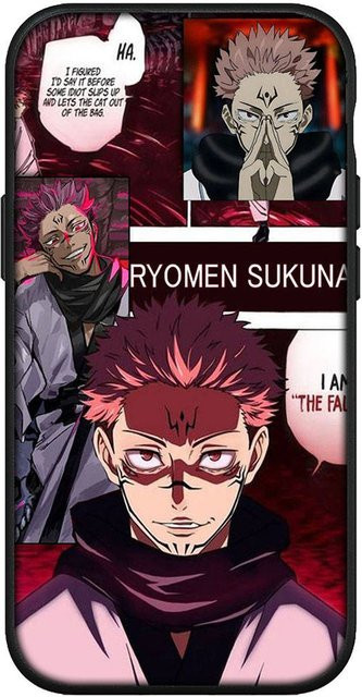 MINISO Handyhülle Jujutsu Kaisen Gojo Satoru und Sukuna Design für iPhone, Samsung Galaxy, Xiaomi Redmi und Huawei, Farbe: Himmelblau/Mehrfarbig - Bild 1