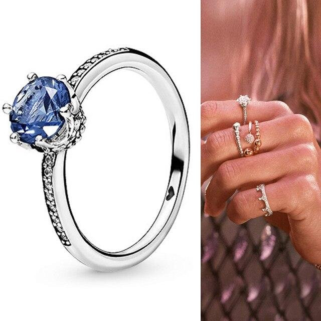 Ring 925 Silber, Krone, Kristall, Zirkonia, Damen - Bild 1