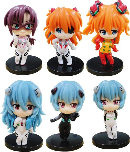 Bandai Anime EVA Q-Version Figuren Set aus PVC mit Asuka, Ayanami und Rei als dekorative Sammelfiguren - Bild 1
