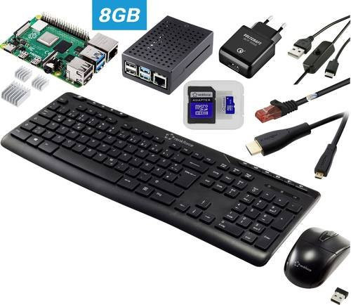 TRU COMPONENTS Pro Set Raspberry Pi 4 B 8GB mit Gehäuse, Netzteil, Kühlkörper und HDMI-Kabel in Schwarz - Bild 1