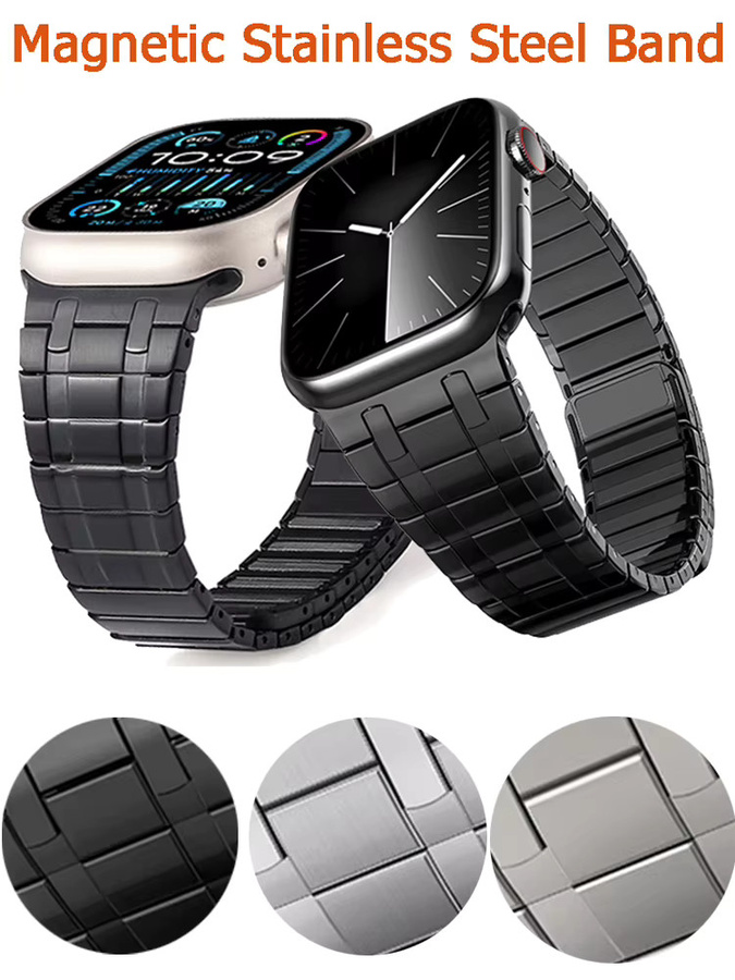 Uhrenarmband Edelstahl, magnetisch, Schwarz, Unisex - Bild 6