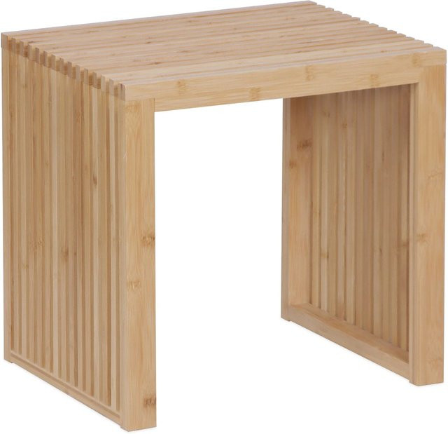 Relaxdays Sitzbank aus Bambus in Natur, rutschfest, B/T/H: 45 x 43 x 33 cm - Bild 1