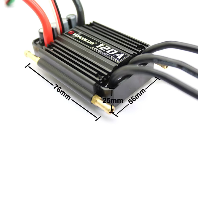 Flycolor ESC Geschwindigkeitsregler für RC-Boote, Bürstenlos, 2-6S Lipo, BEC 5,5V/5A, Schwarz - Bild 3