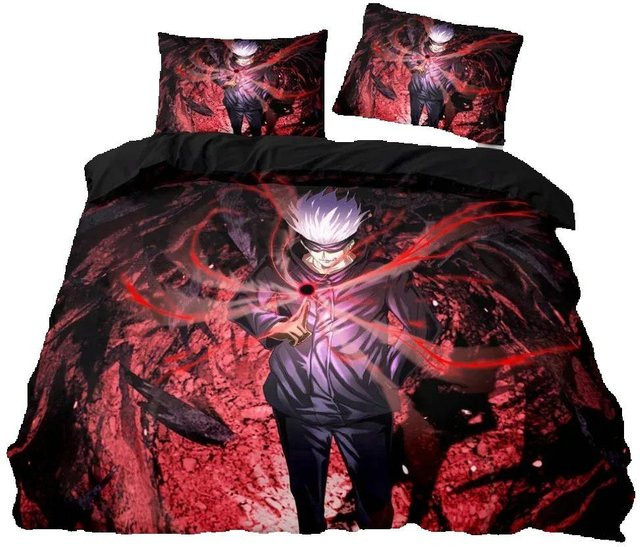 Jujutsu Kaisen Bettwäsche Set Satoru Gojo mit Bettbezug und Kissenbezügen, Mehrfarbig, B/H: 135 x 200 cm - Bild 1