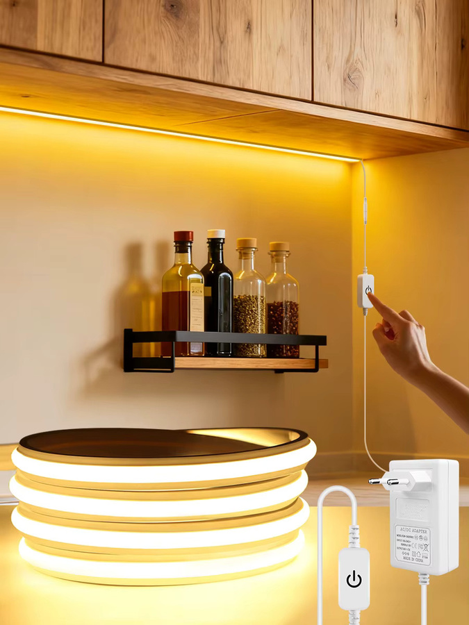 Rybakov COB LED-Leiste mit Touch-Schalter, Warmweiß, 24V Neonband für Küchenschrank-Dekoration und Möbel - Bild 7