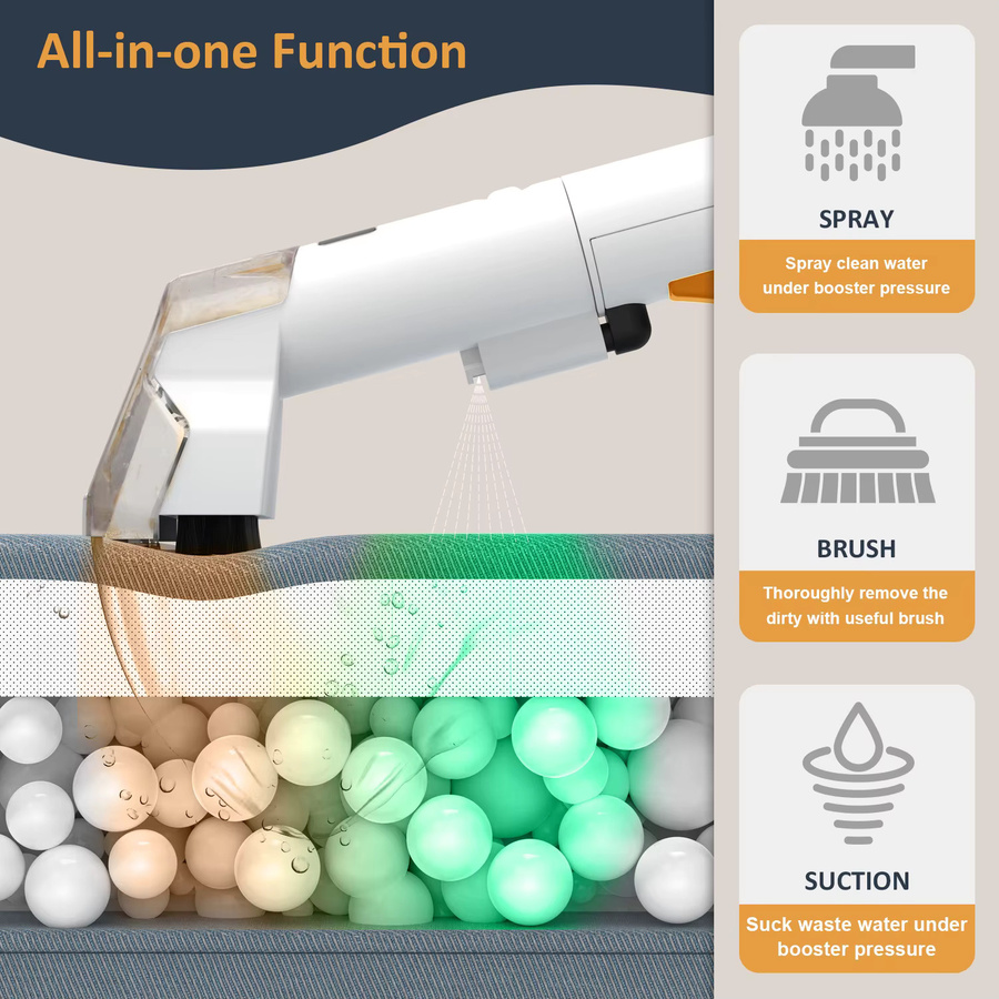 OWJHE Handheld Teppichreiniger Spot Cleaner in Weiß mit 750W und 11/15KPa Saugkraft für Sofa und Vorhänge - Bild 6