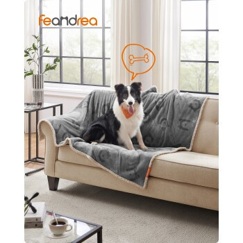 FEANDREA Wasserdichte Hundedecke mit Sherpa Fleece in Grau, Größe XL - Bild 2