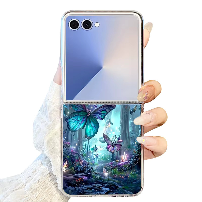 Schmetterlingsmuster Handyhülle aus hartem PC für Samsung Galaxy Z Flip 7, Flip 6, Flip 5, Flip 4, Flip 3 5G in Transparent Multicolour - Bild 3