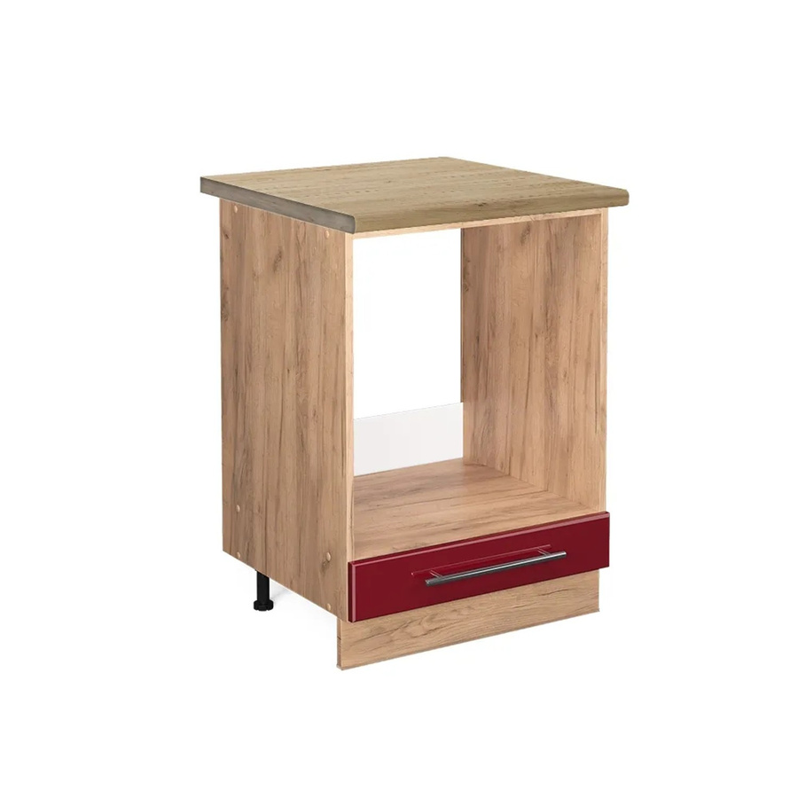 Vicco Herdumbauschrank Fame-Line Bordeaux Hochglanz in Rot und Goldkraft Eiche, B/T/H: 60 x 60 x 82 cm - Bild 1