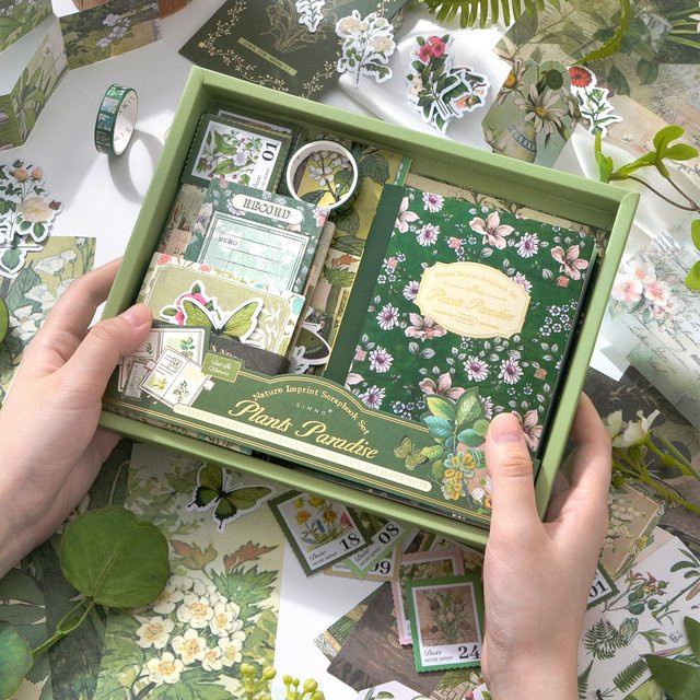 JIANQI DIY Junk Journal Collage Kit mit 180 Teilen aus PET-Aufklebern und Papier in Multicolour - Bild 1