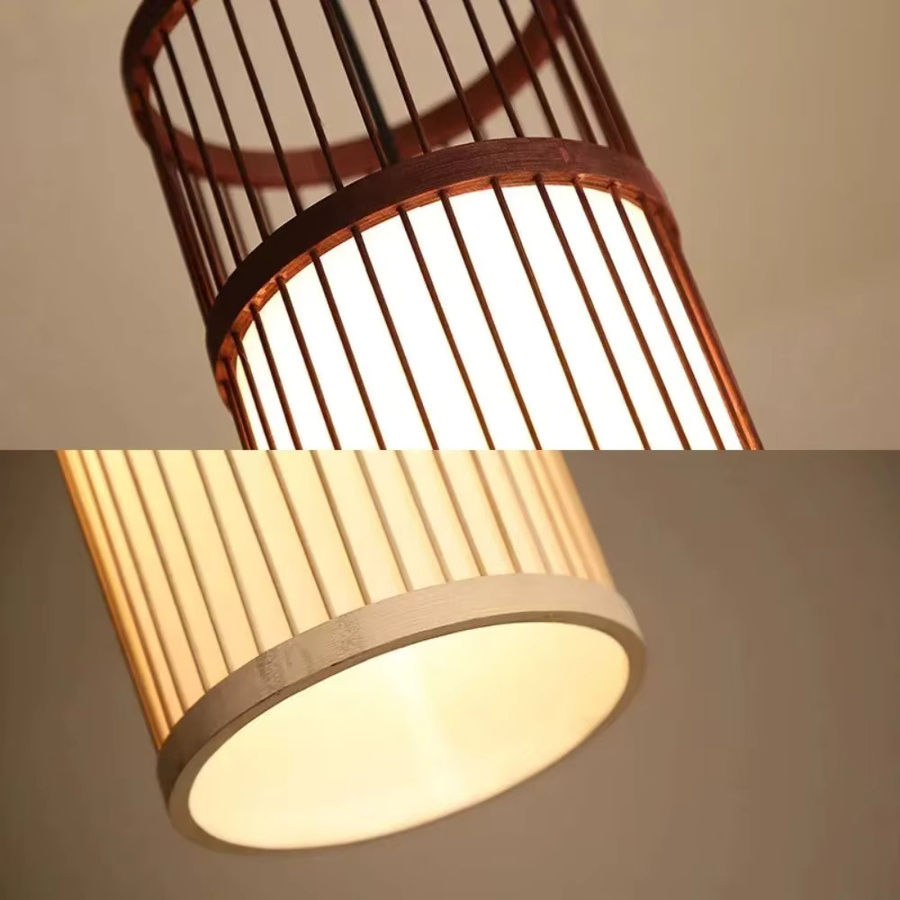 JOYINLED Handgewebter Bambus-Kronleuchter im orientalischen Stil, Pendelleuchte für Wohnzimmer und Schlafzimmer, E27, B: 18 cm, H: 42 cm - Bild 4