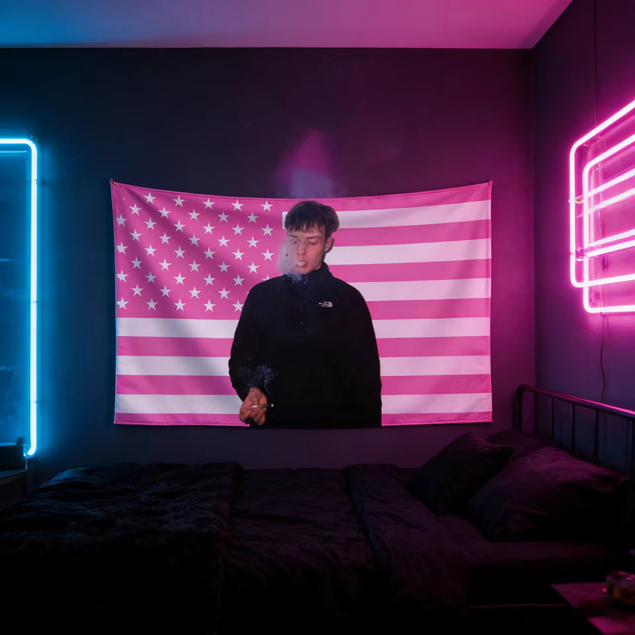 Yung Adisz Wandteppich mit amerikanischer Flagge, Mehrfarbig, B/H: 60 x 40 cm - Bild 3