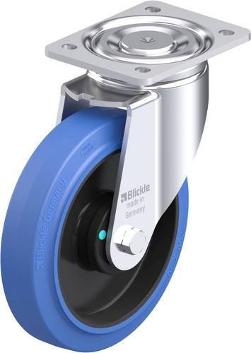 Blickle Stahlblech-Lenkrolle LH-POEV 200KAD-SB in Schwarz und Blau mit 200 mm Rad-Durchmesser und 500 kg Tragfähigkeit - Bild 1