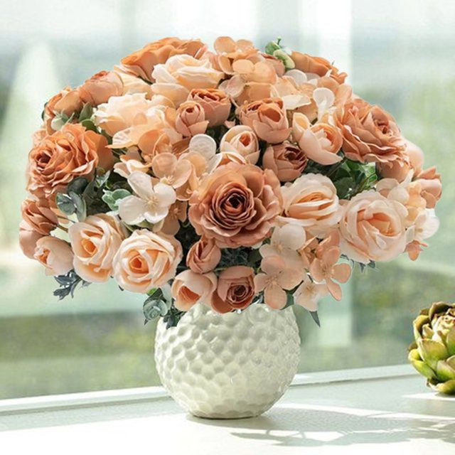 XIAOYINMO Künstliche Rose aus Seide in Pink für Tischdekoration und Hochzeitsfloristik - Bild 1