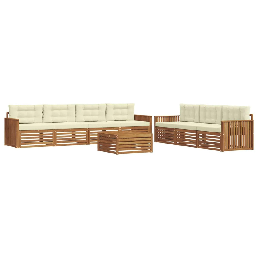 vidaXL Outdoor-Sofagarnitur 8-teilig aus Akazienholz mit Kissen in Natur und Creme - Bild 2