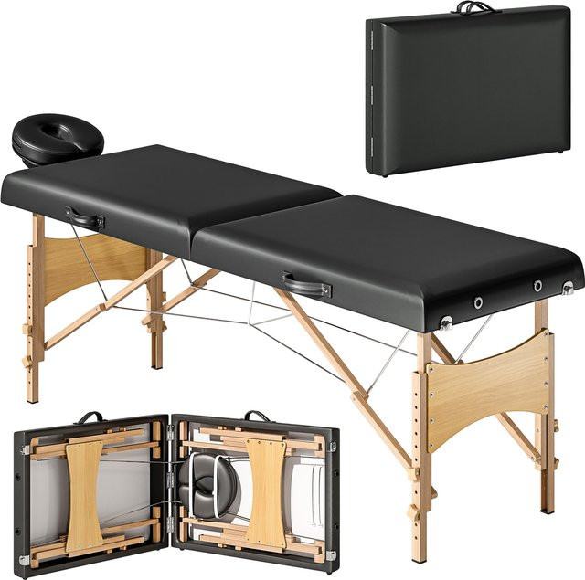 HOMCOM Mobile Massageliege mit 2 Zonen, klappbar und höhenverstellbar, Schwarz, Breite: 70 cm - Bild 1