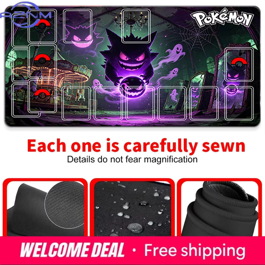 Potdemiel Gaming Mausunterlage Haunted House Purple Ghost Gengar Pokemon TCG Schreibtischunterlage in Lila - Bild 4