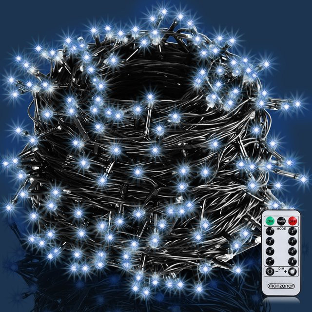 Monzana LED Weihnachts-Lichterkette in Kaltweiß mit Fernbedienung, Timer und Dimmfunktion, 20 m Länge, IP44 wetterfest für Innen- und Außenbereich - Bild 1