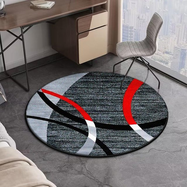 Runder Teppich mit geometrischem Design in Multicolour, maschinengefertigt und waschbar, Durchmesser: 140 cm - Bild 1
