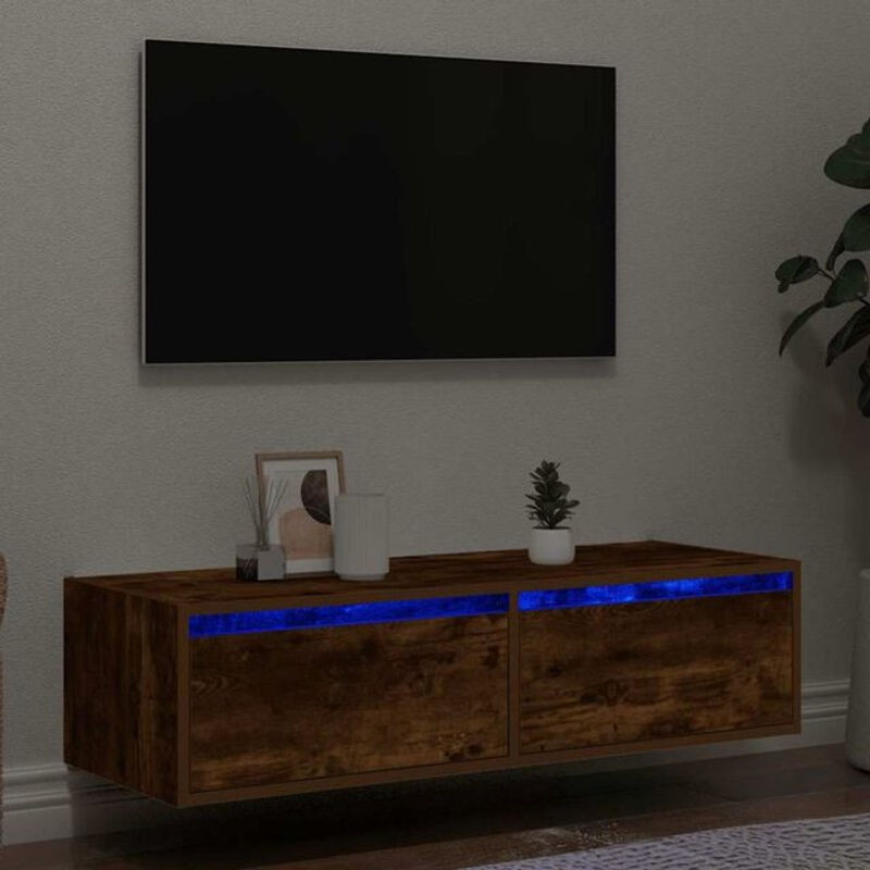 VIDAXL TV-Schrank Modern mit LED-Leuchten in Braun, B/H/T: 100 x 35,5 x 25 cm - Bild 1